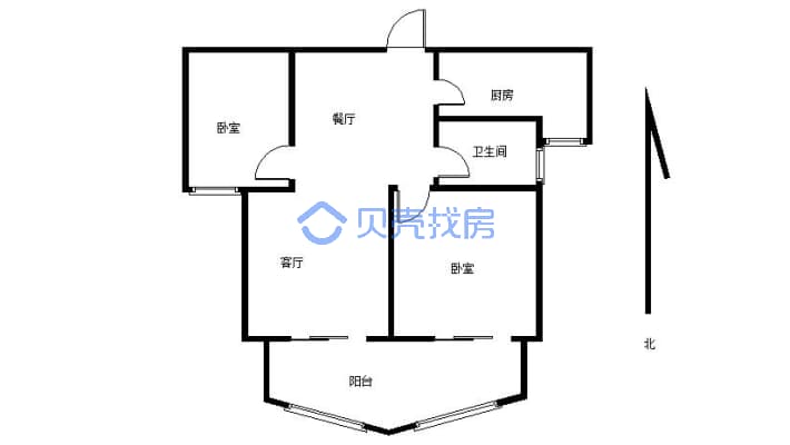 翠湖御景北区 2室1厅 南-户型图