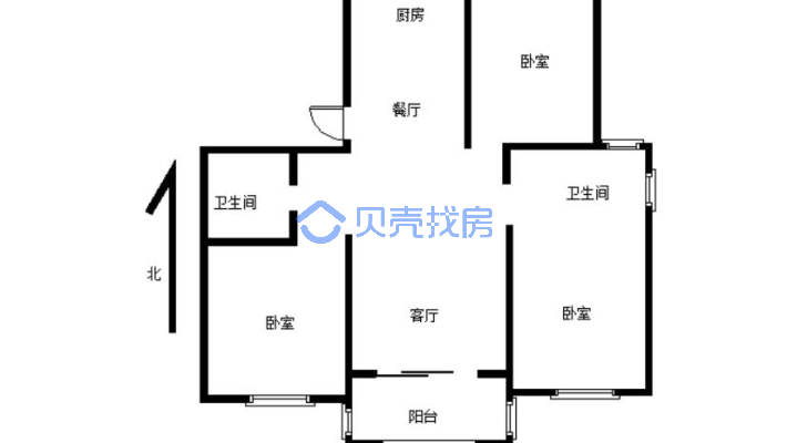 满庭芳 三室两厅一厨两卫 129.99平 售价249.8万-户型图