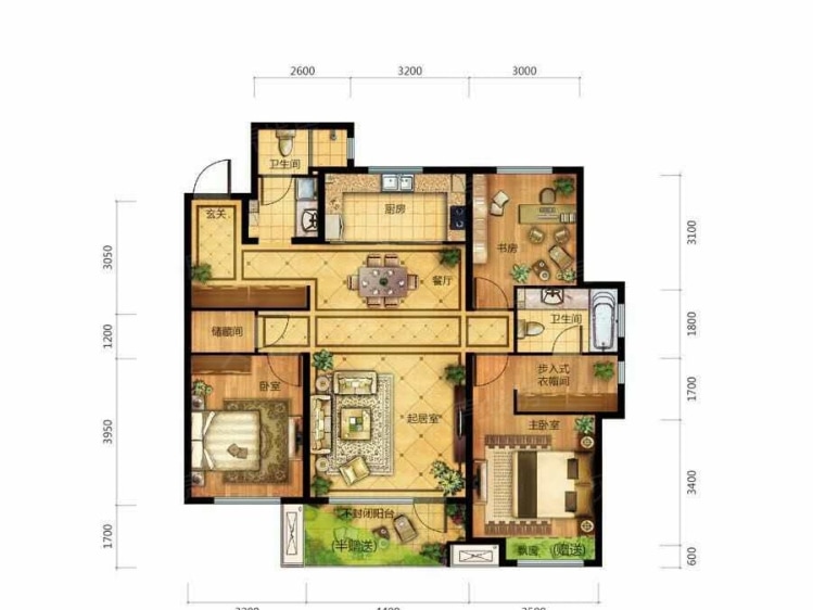 龙湖春江郦城3室2厅2卫户型图