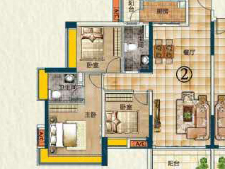 蓝光林肯公园3室2厅2卫户型图