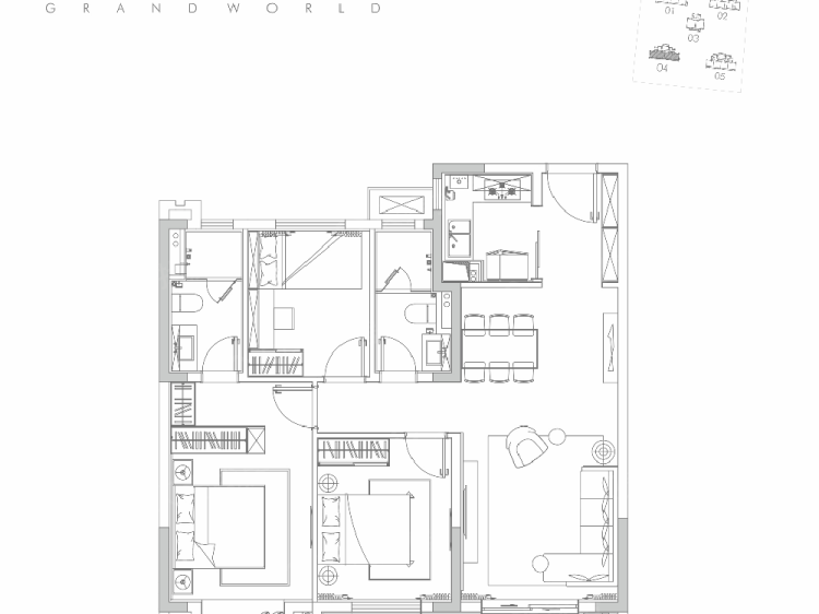 旭辉千山凌云3室2厅2卫户型图