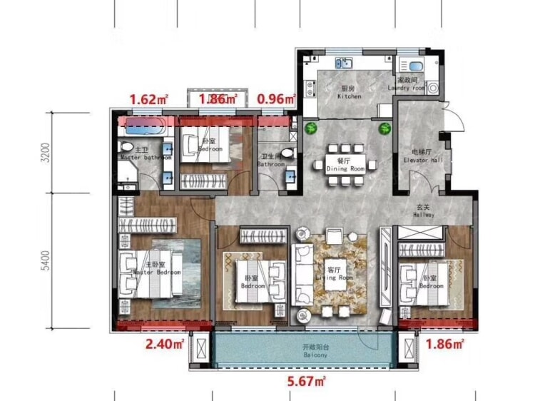 保利白沙林语4室2厅2卫户型图