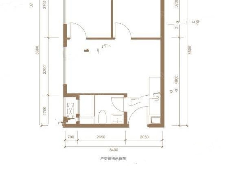 保利大都汇1室1厅1卫户型图