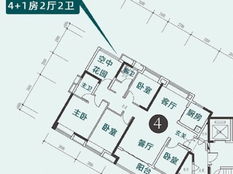 【保利茉莉公馆_佛山保利茉莉公馆楼盘】五居室户型图|5室2厅1厨2卫建