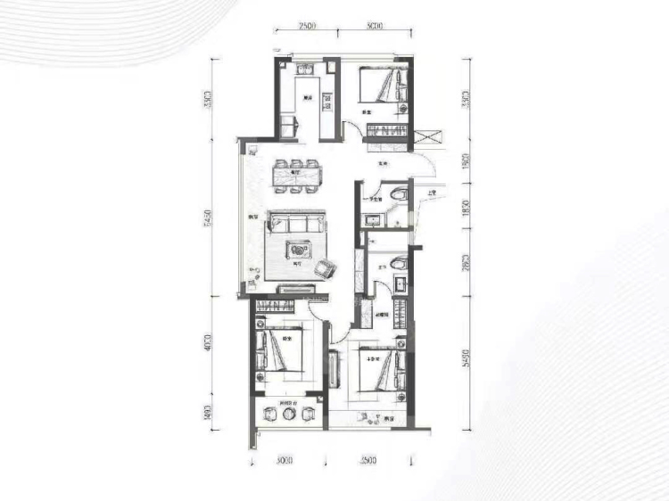 运河one3室2厅2卫户型图