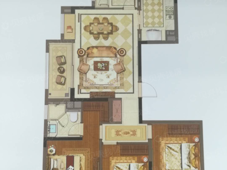 【东城金茂府_杭州东城金茂府楼盘】三居室户型图|3室2厅1厨2卫建面