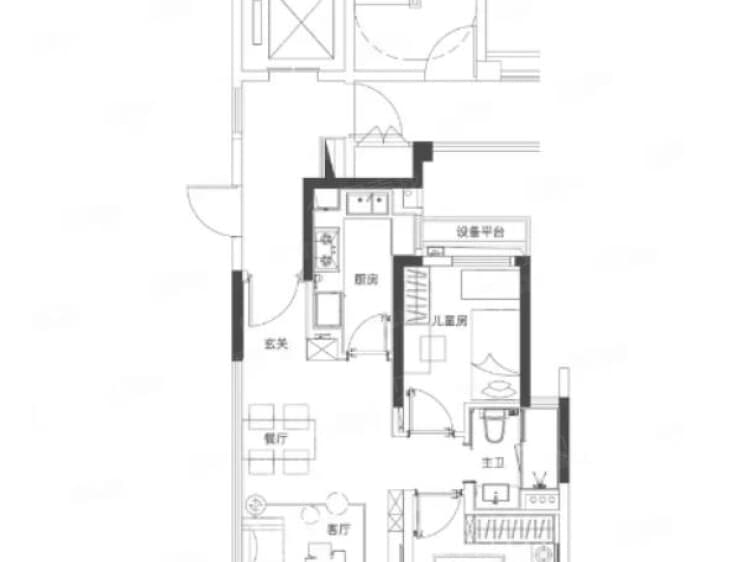 【四季都会_上海四季都会楼盘】二居室户型图|2室2厅1厨1卫建面 75m