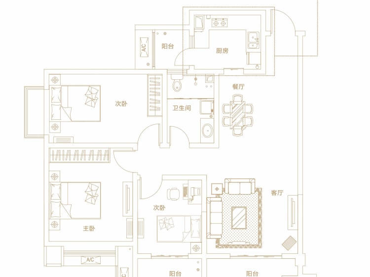 【美伦橖颂_洛阳美伦橖颂楼盘】三居室户型图|3室2厅1
