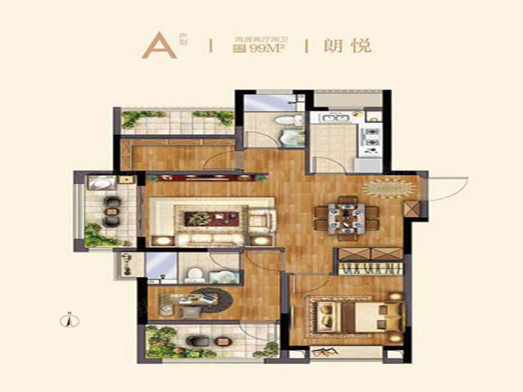 熙悦2室2厅2卫户型图