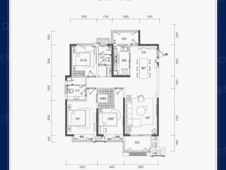 【禹洲中央城_合肥禹洲中央城楼盘】三居室户型图|3室