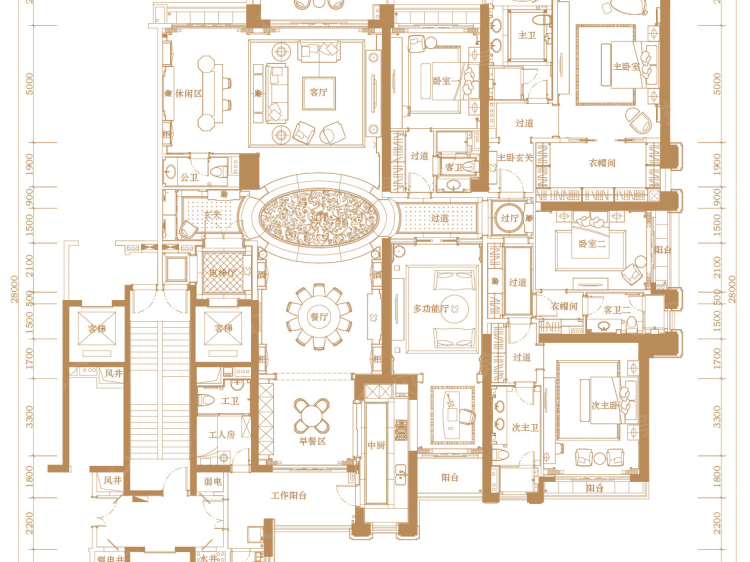 【凯旋1号_南宁凯旋1号楼盘】五居室户型图|5室4厅1厨5卫建面 482m