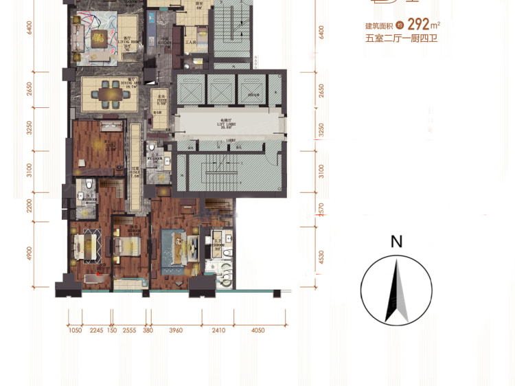 【众安嘉润公馆_杭州众安嘉润公馆楼盘】五居室户型图|5室2厅1厨4卫建