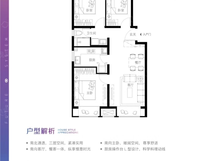 【万科未来之光_大连万科未来之光楼盘】三居室户型图|3室2厅1厨1卫建