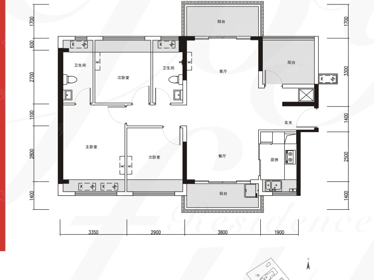 【后浪悦府_深圳后浪悦府楼盘】四居室户型图|4室2厅1厨2卫建面 113m