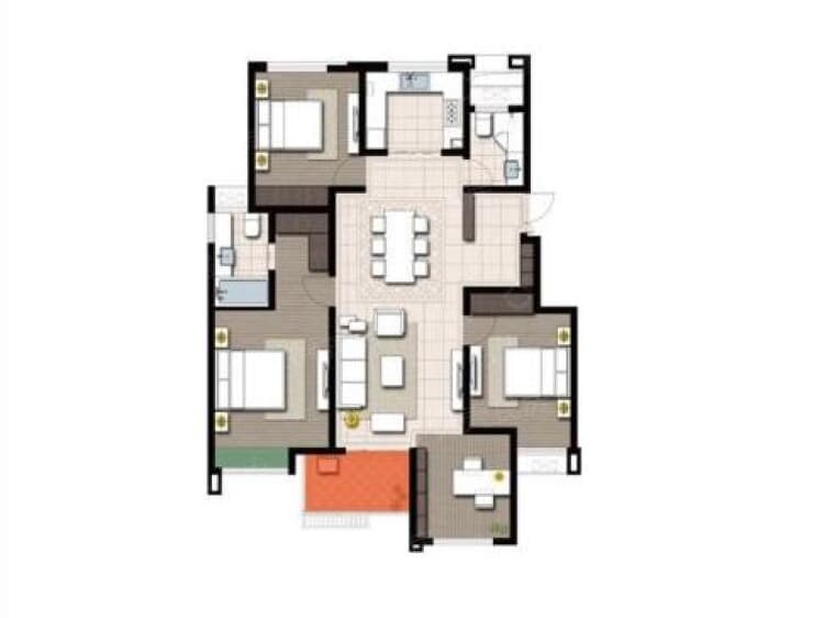 【鹭山湖_合肥鹭山湖楼盘】四居室户型图|4室2厅1厨2