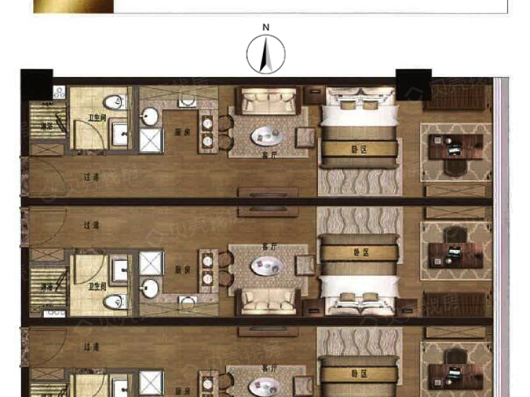 中交财富中心六居室户型图大全-北京中交财富中心六居室房型图-平面