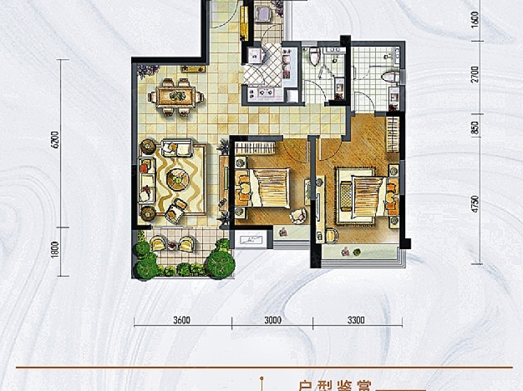 【百郦锦城_成都百郦锦城楼盘】二居室户型图|2室2厅1