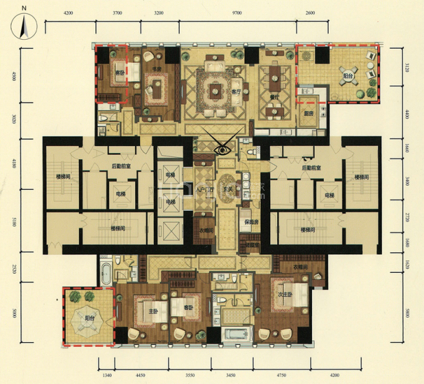 【信融御金台_杭州信融御金台楼盘】六居室户型图|房型图-杭州贝壳