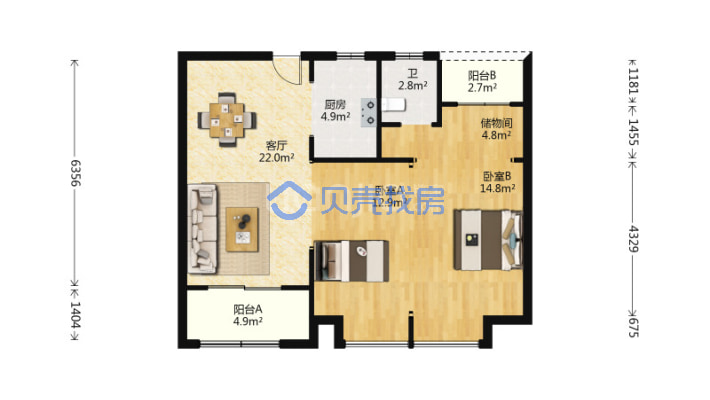 万固·东方樾 3室2厅 南 北-户型图