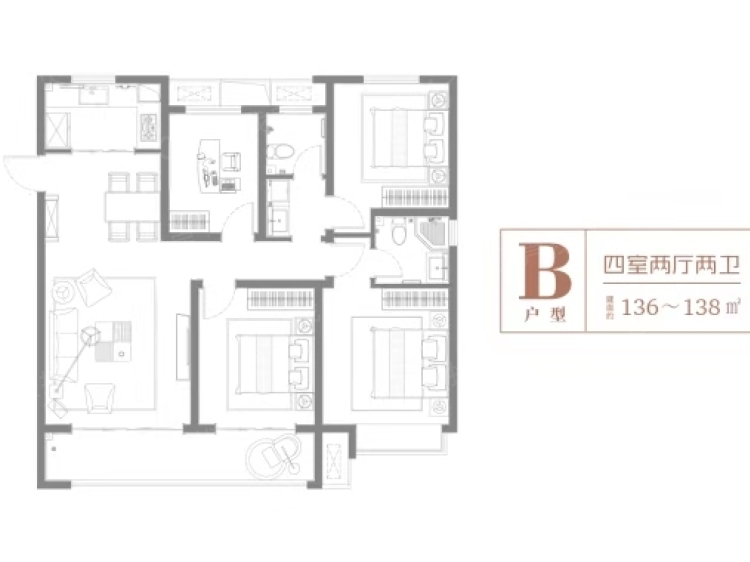 信达金地蓝庭4室2厅2卫户型图