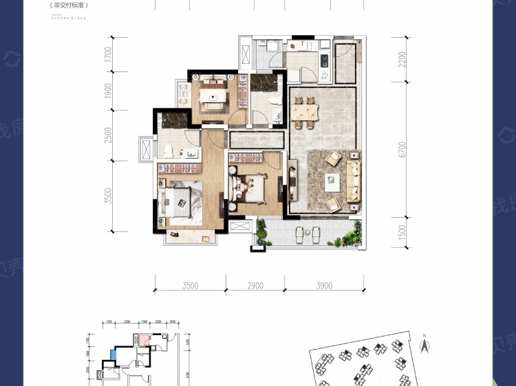 朗诗未来街区3室2厅2卫户型图
