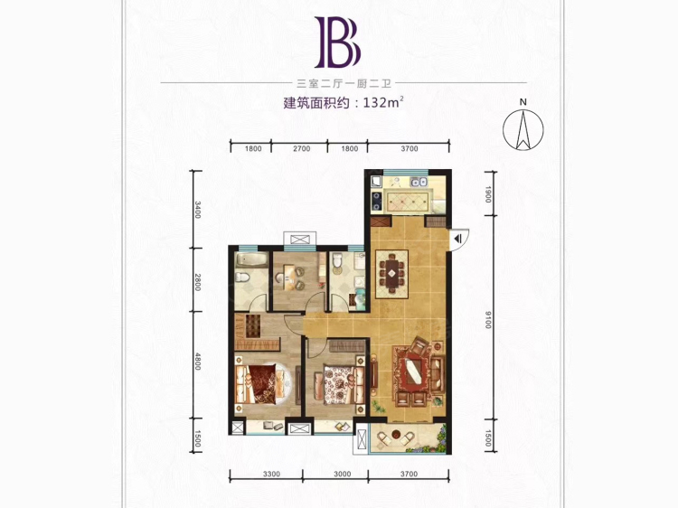 东山雅苑3室2厅2卫户型图