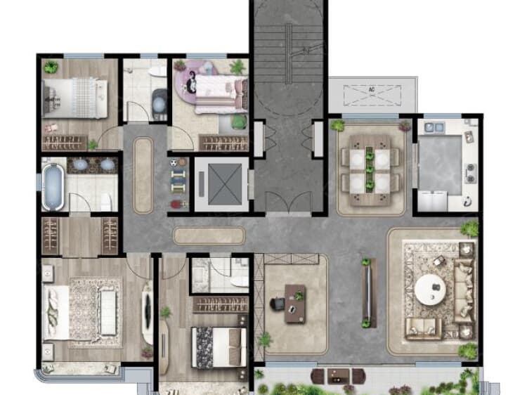 【舜山府_济南舜山府楼盘】四居室户型图|4室2厅1厨3卫建面 210m05