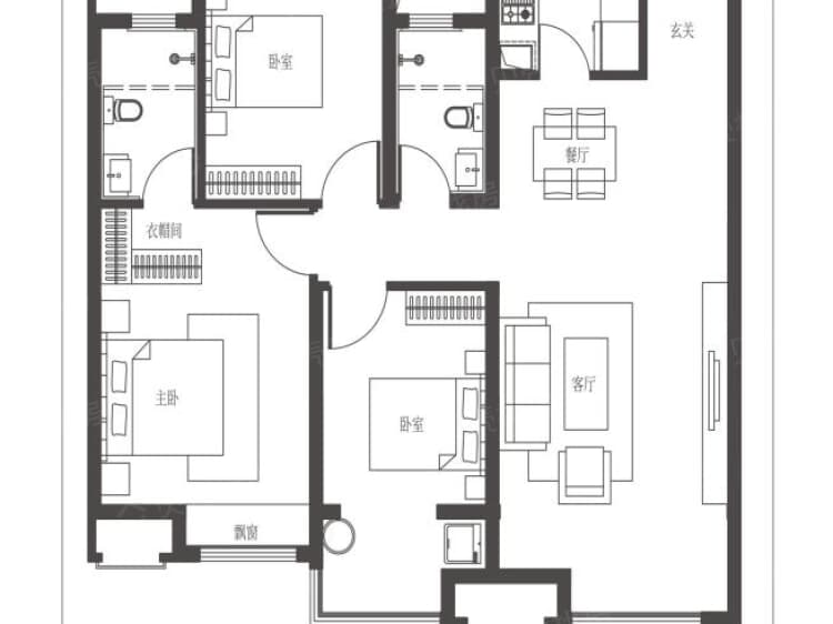 中骏雍景府3室2厅2卫户型图