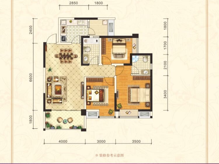 林溪康城3室2厅2卫户型图