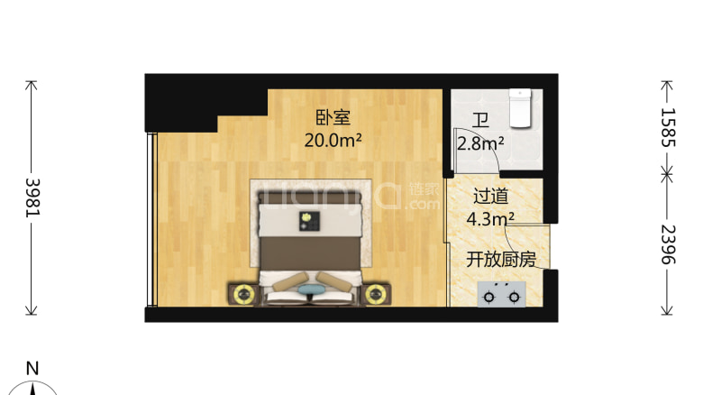 信旺华府骏苑 1室0厅 1400元