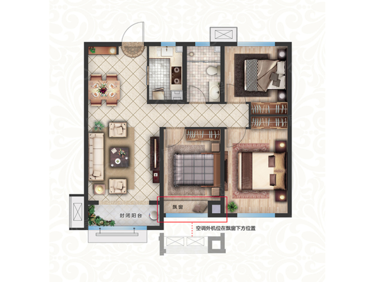 【中海云著_济南中海云著楼盘】三居室户型图|3室2厅1厨1卫建面 100m