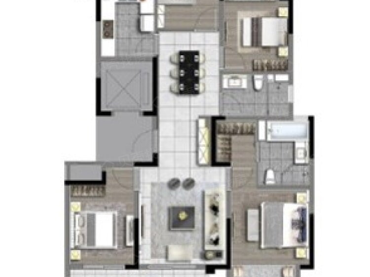 融信远洋厘望_杭州 融信远洋厘望楼盘】四居室户型图|4室2厅1厨2卫