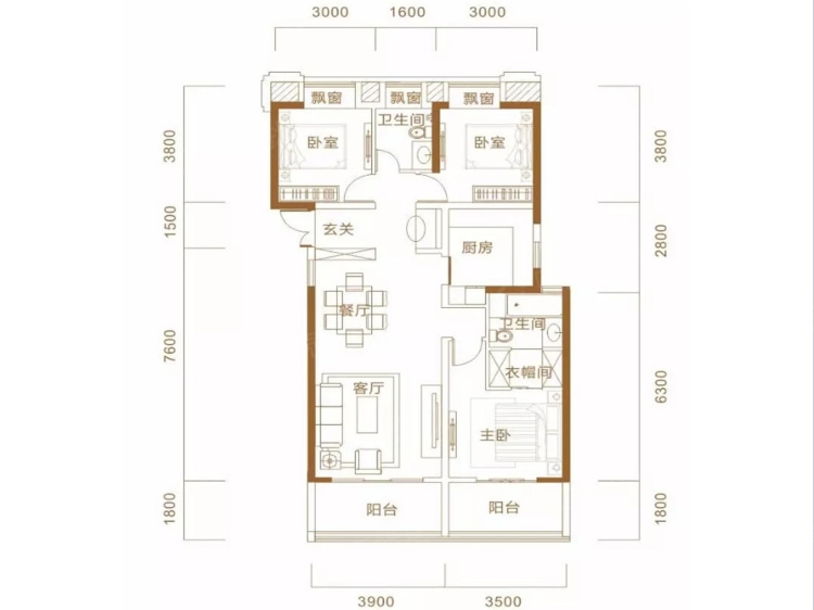 【千禧城_武汉千禧城楼盘】三居室户型图|3室2厅1厨2卫建面 127m05