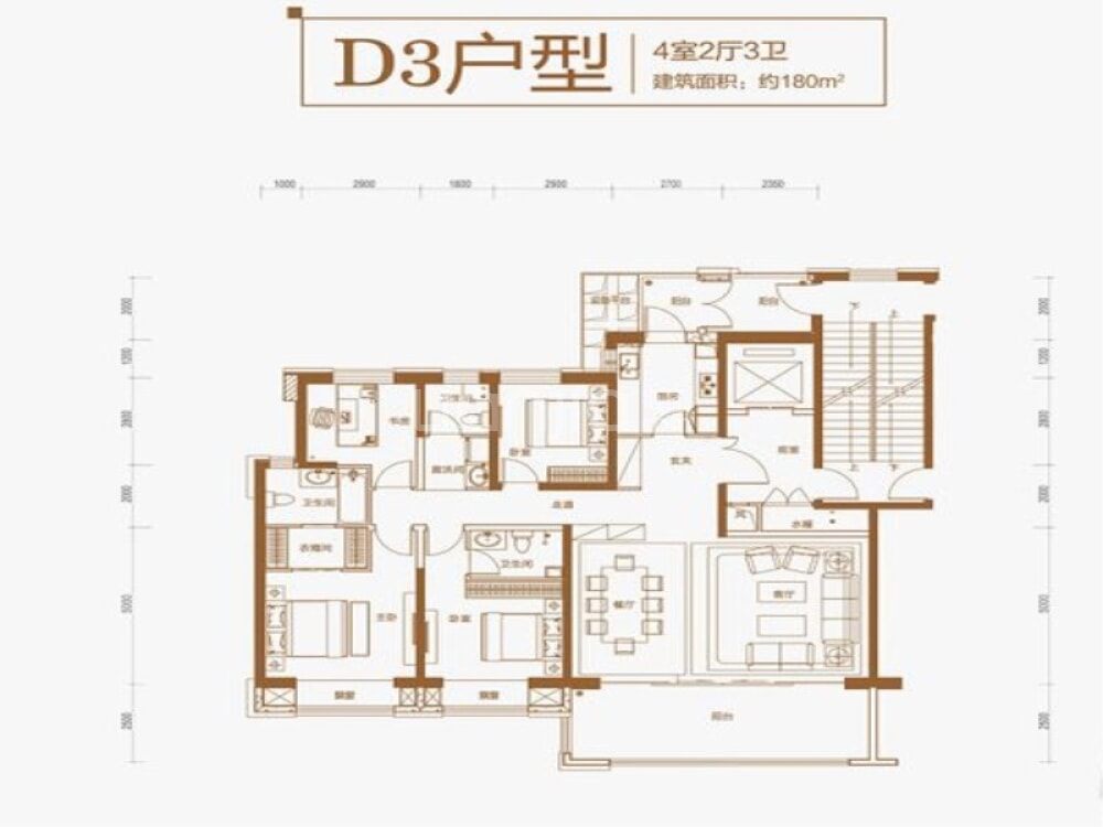 【正商善水上境_濮阳正商善水上境楼盘】零居室户型图|4室2厅2卫建面