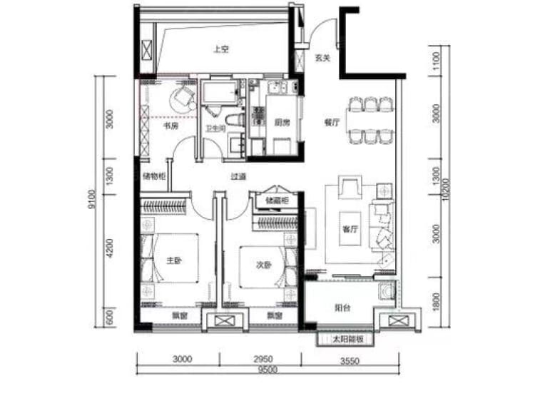 合肥融创文旅城融园3室2厅1卫户型图