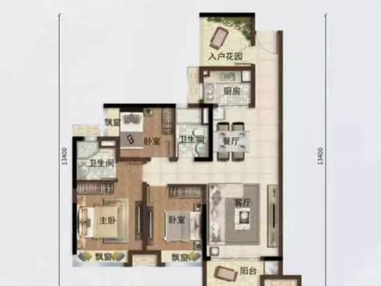 绿地熙江广场4室2厅2卫户型图