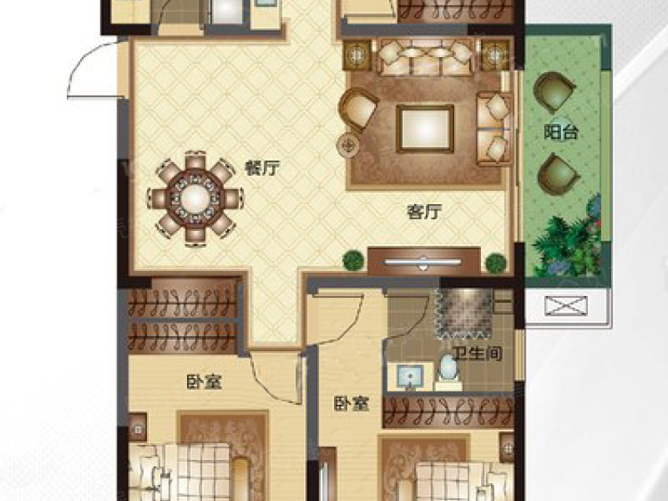 【华明星海湾_烟台华明星海湾楼盘】三居室户型图|3室2厅1厨2卫建面