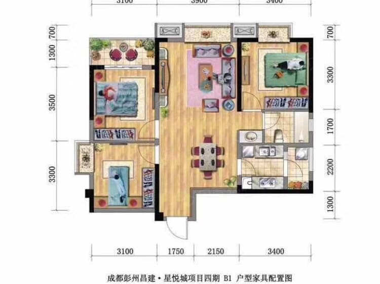 昌建星悦城3室2厅1卫户型图