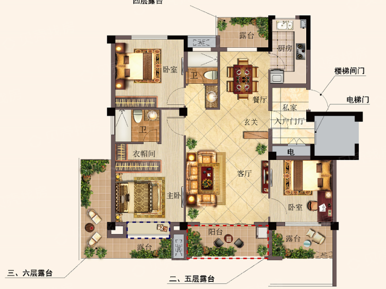 莱州府3室2厅2卫户型图