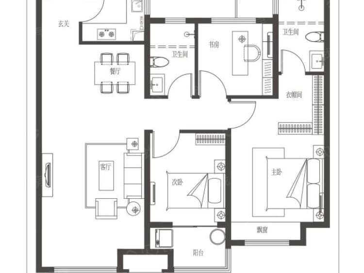 中骏雍景府3室2厅2卫户型图