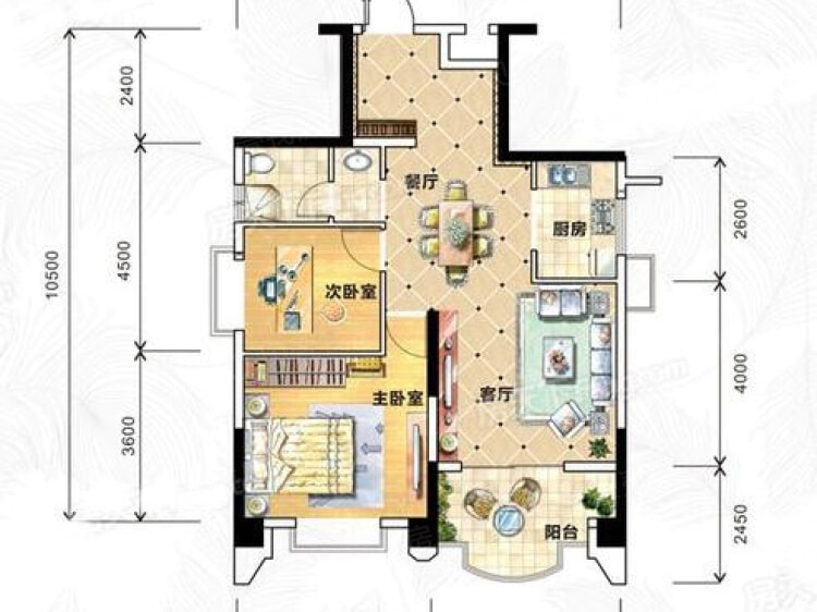 【御峰臻品_中山御峰臻品楼盘】二居室户型图|2室2厅1厨1卫建面 90m