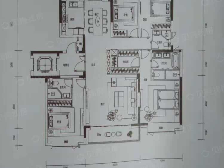 【正弘臻筑_郑州正弘臻筑楼盘】四居室户型图|4室2厅1