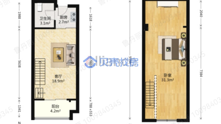 小复式,好户型,好位置,好户型_郑州鑫苑国际城市花园二手房2室2厅67