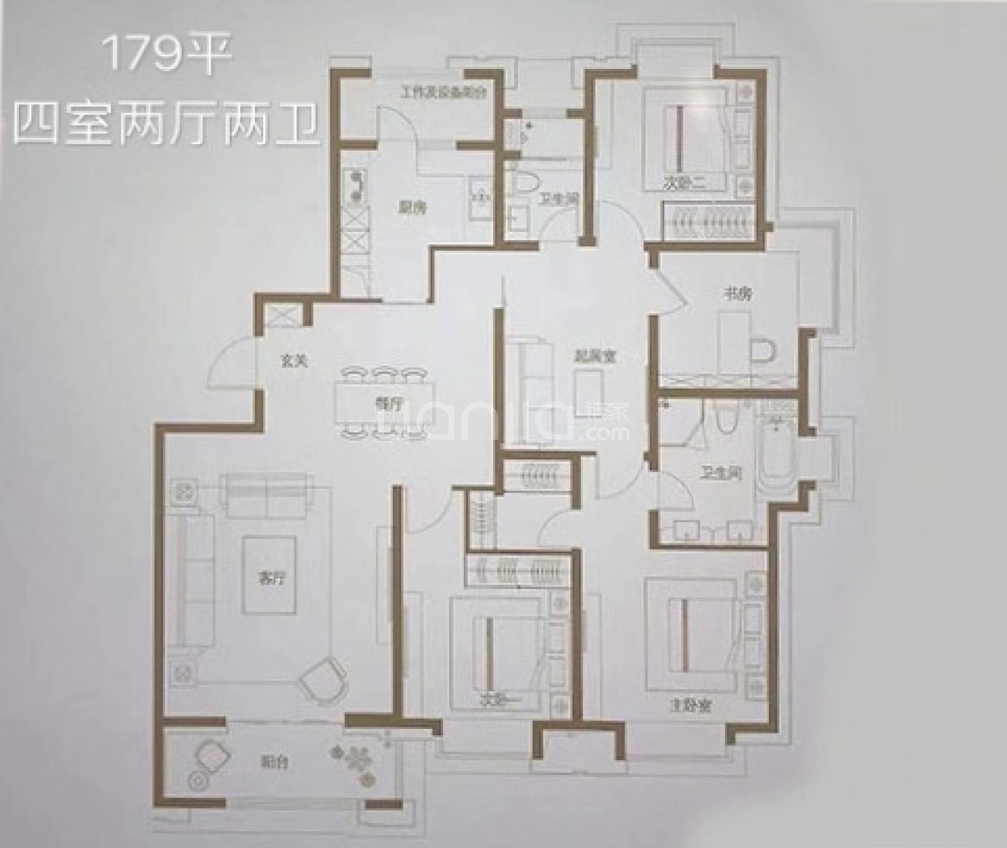 【复地雅园_上海复地雅园楼盘】四居室户型图|4室2厅1