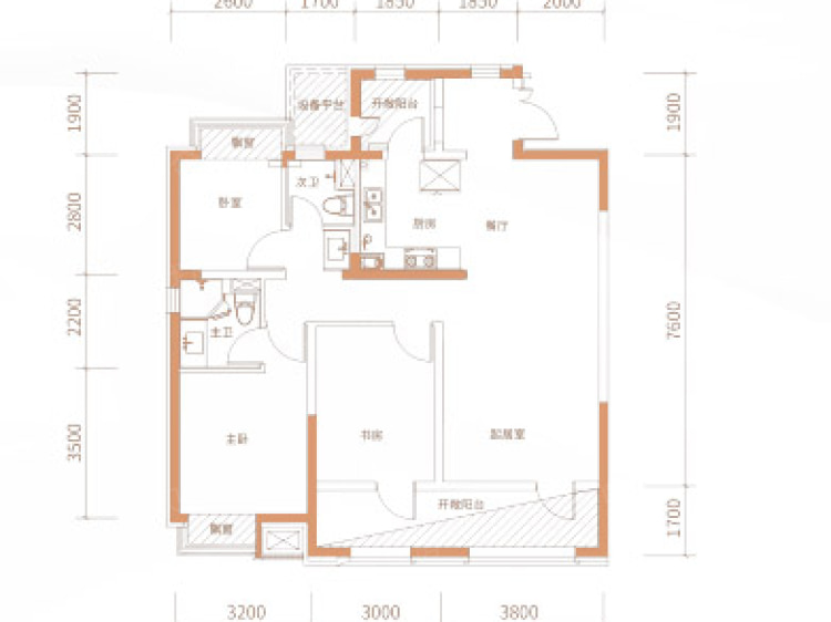 诺德阅香湖3室2厅2卫户型图