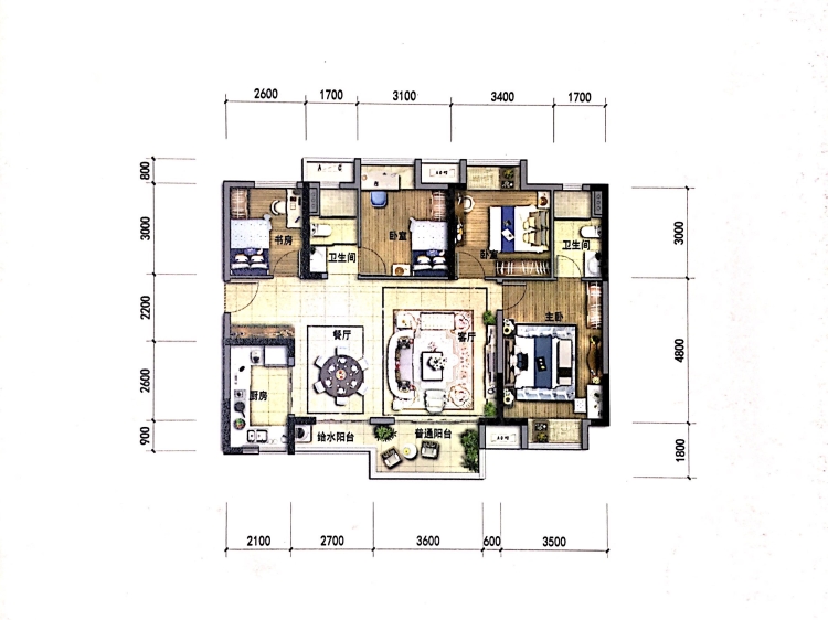 碧桂园翡翠世家4室2厅2卫户型图