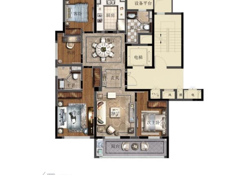 【保利滨江上品_杭州保利滨江上品楼盘】四居室户型图|4室2厅1厨2卫建