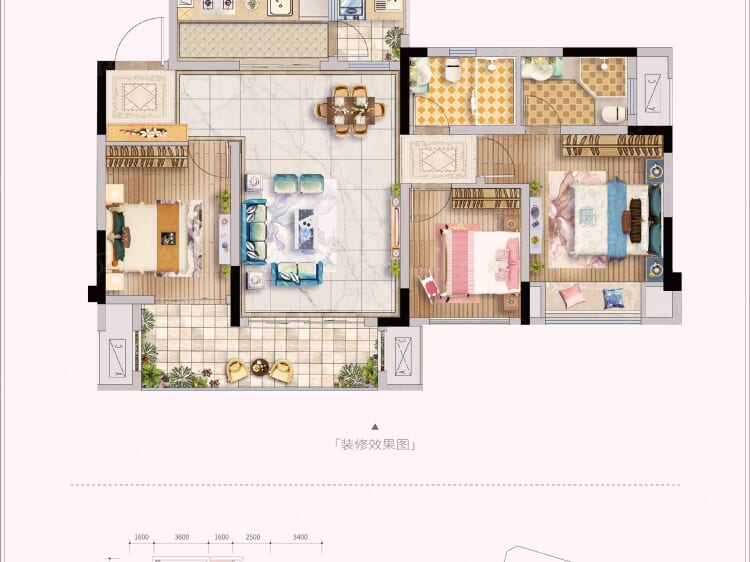 【金科美辰_重庆金科美辰楼盘】三居室户型图|3室2厅1
