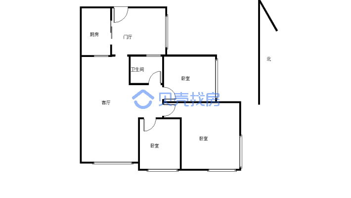 南湖板块精装套三单卫,可以直接拎包入住-户型图