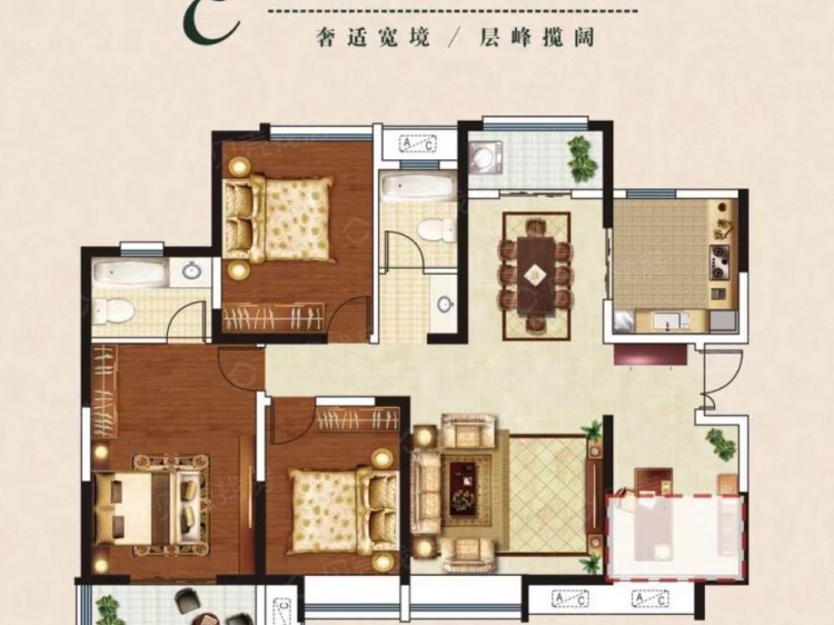 【城市锦上_西安城市锦上楼盘】三居室户型图|3室2厅1